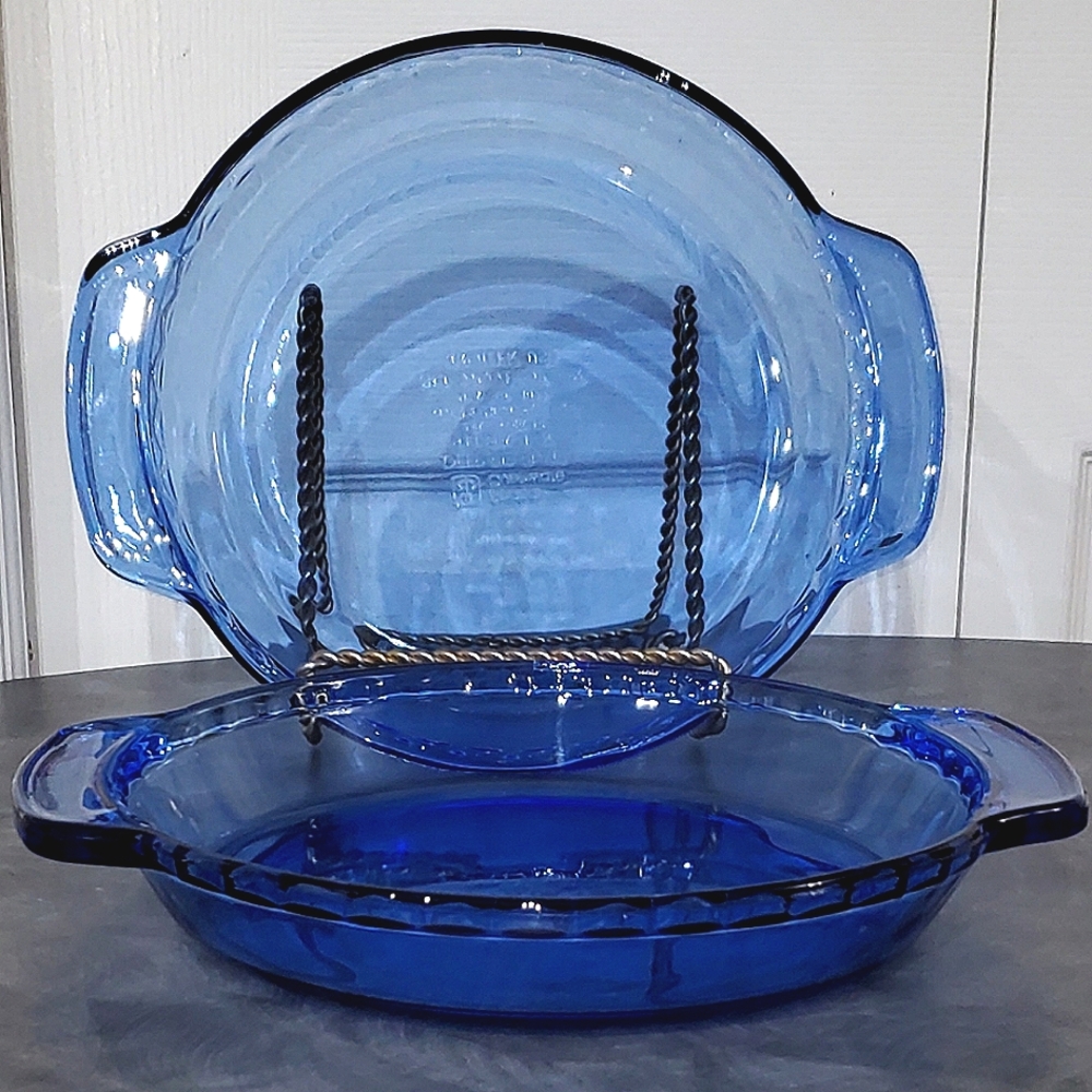 Vtg Pyrex Originals Cobalt Blue 9 1/2" Glass Pie Baking 🥧 Dish 🇺🇸 - Picture 6 of 6